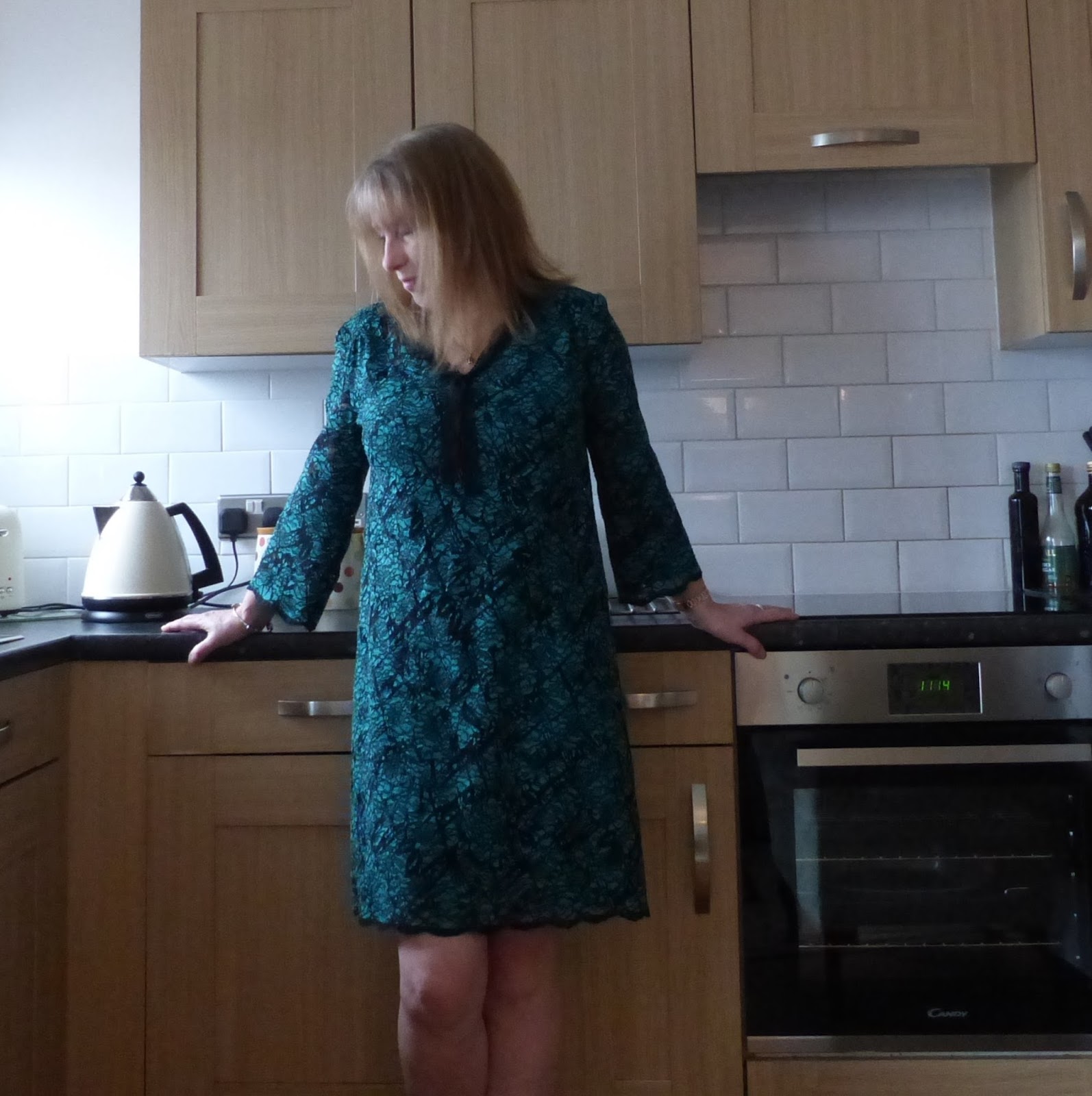 SewAngelicThreads Sewing with Lace, a lace dress with matching lingerie.