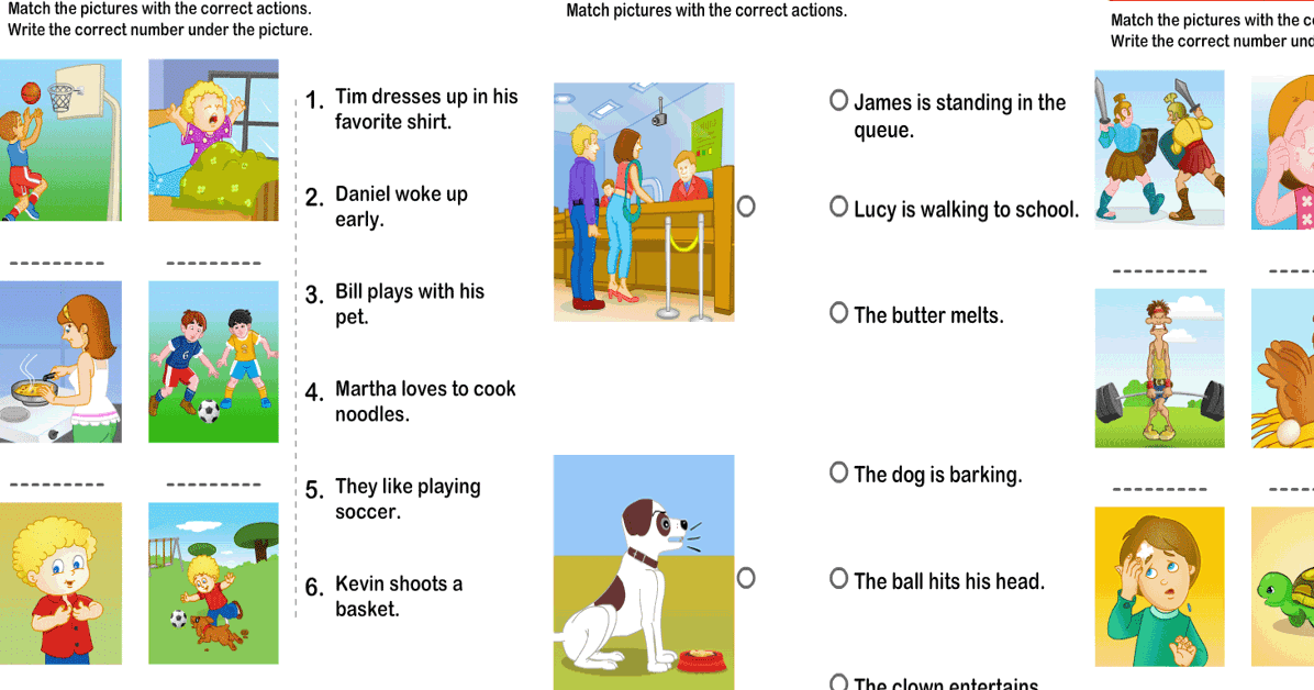 Matching Sentence To Picture Worksheet