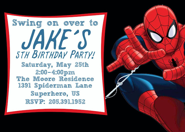 Spiderman Birthday Invitations