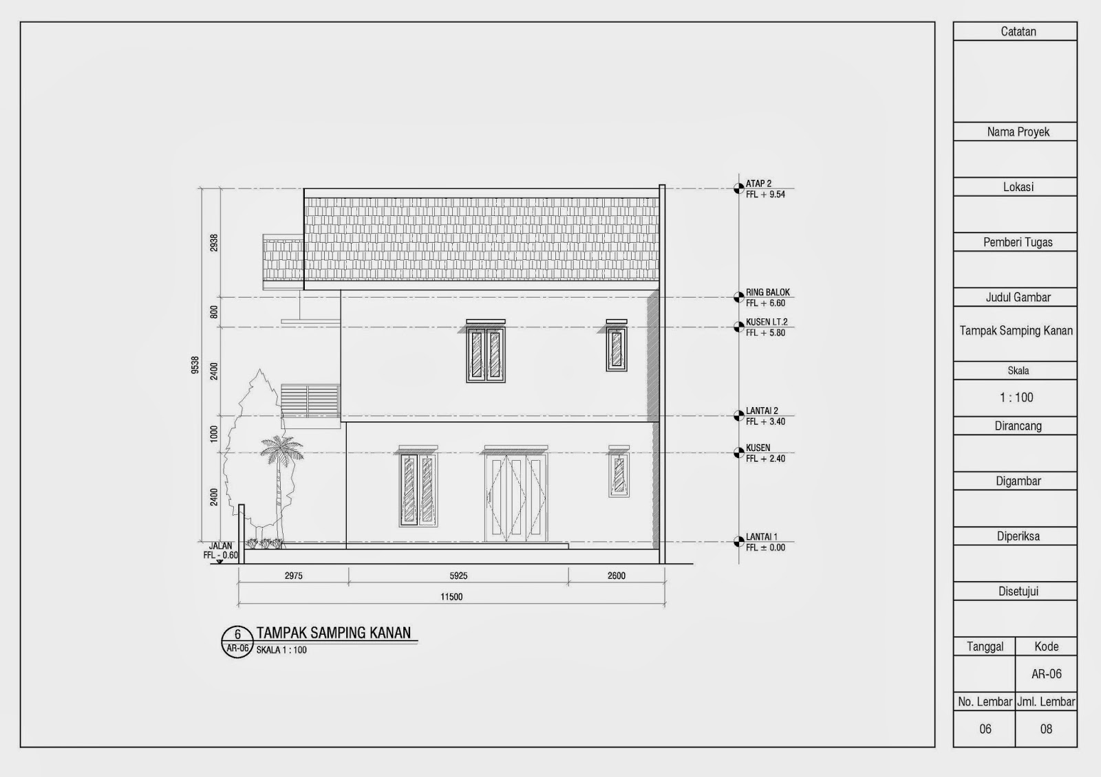 Jasa Gambar Kerja 2D dan 3D: Contoh Gambar Kerja Denah Tampak Potongan