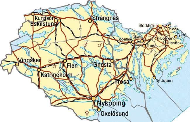 Karta över Södermanland Regionen | Karta över Sverige, Geografisk