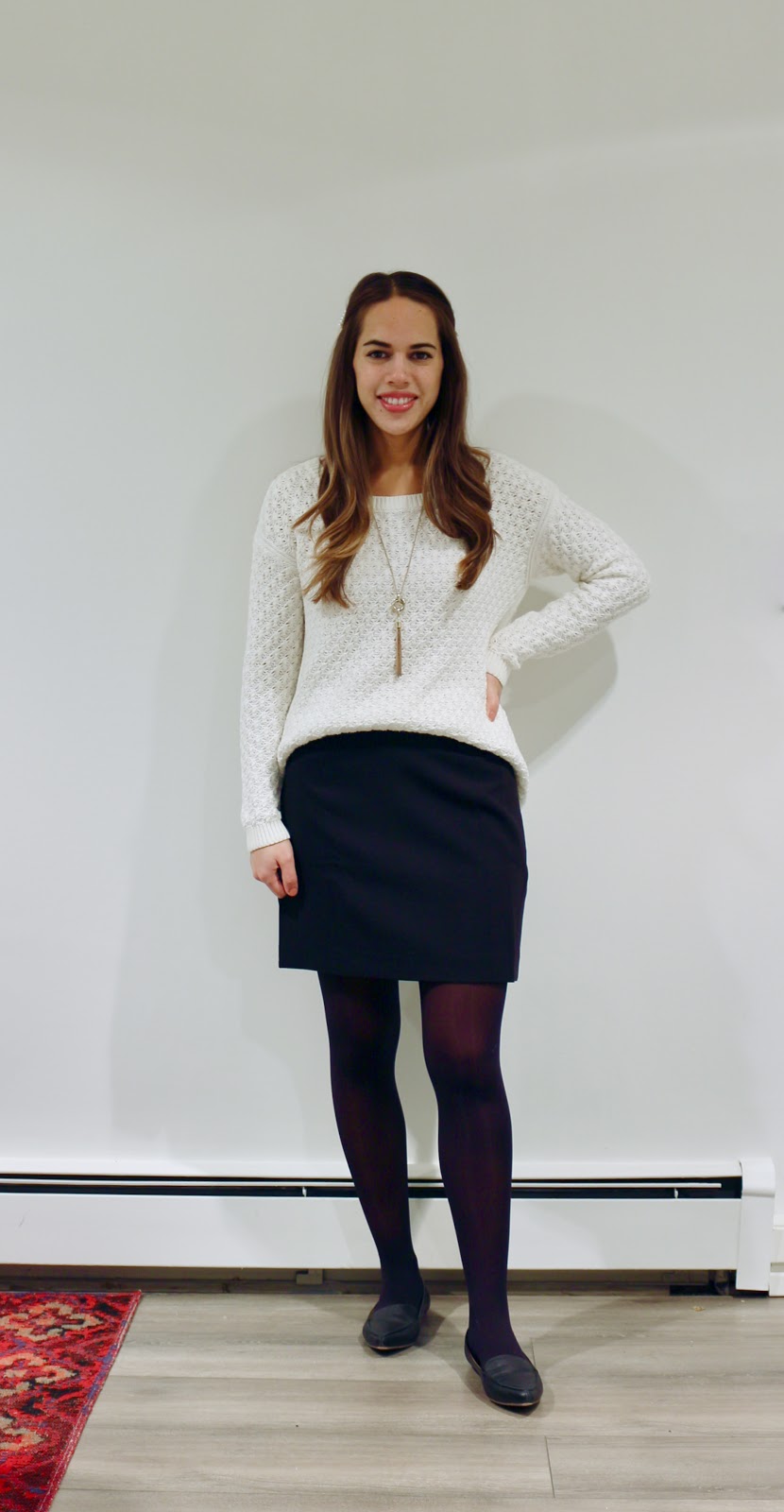 Jules in Flats - Oversize Knit Sweater with Mini Skirt (Business Casual Fall Workwear on a Budget)