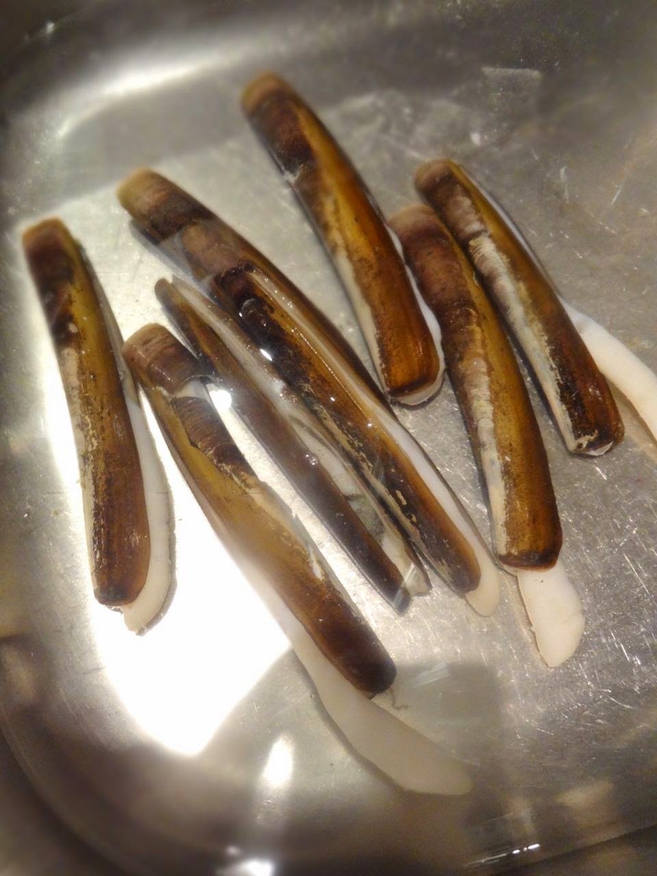 Scrumpdillyicious Baked Razor Clams with Sautéed Bread Crumbs