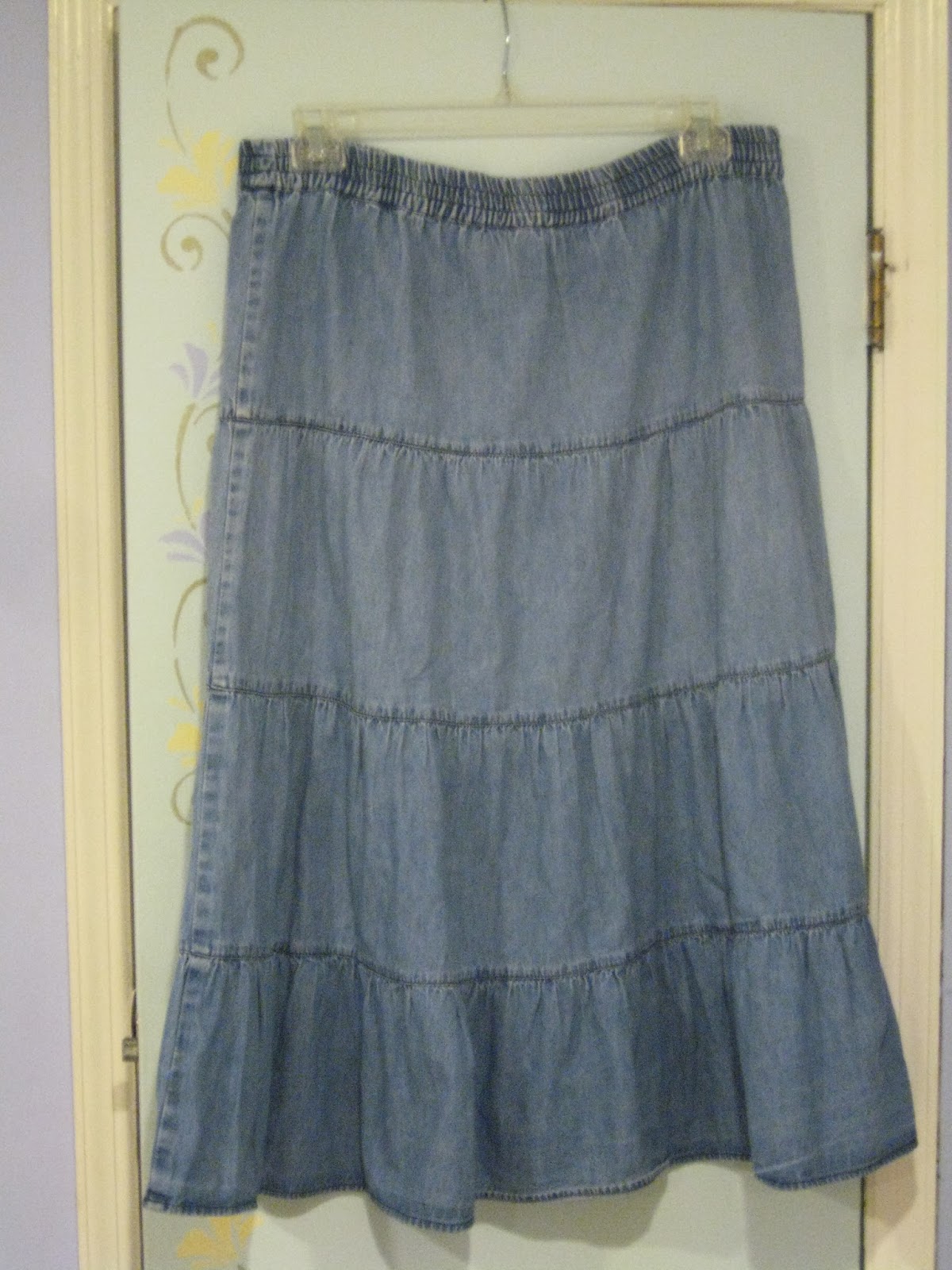 The Moss Farm Rags to Riches how to make an old jean skirt into a new