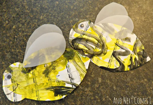 Easy bee crafts for kids inspired by Flight of the Bumblebee