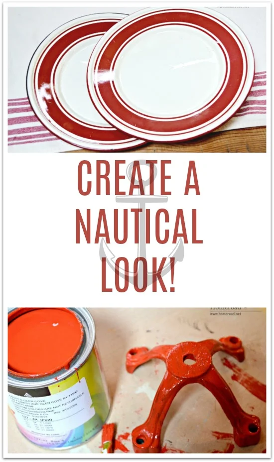 striped nautical dish with overlay