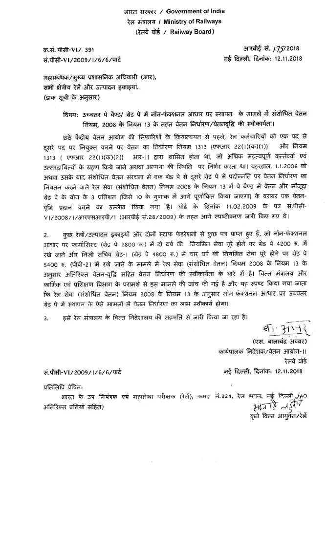 6th CPC: Fixation of Pay under Rule 13 of RS(RP) Rules, 2008 on placement on non-functional basis in higher Pay Band/ Grade Pay. 6th CPC: Fixation of Pay under Rule 13 of RS(RP) Rules, 2008 on placement on non-functional basis in higher Pay Band/ Grade Pay.