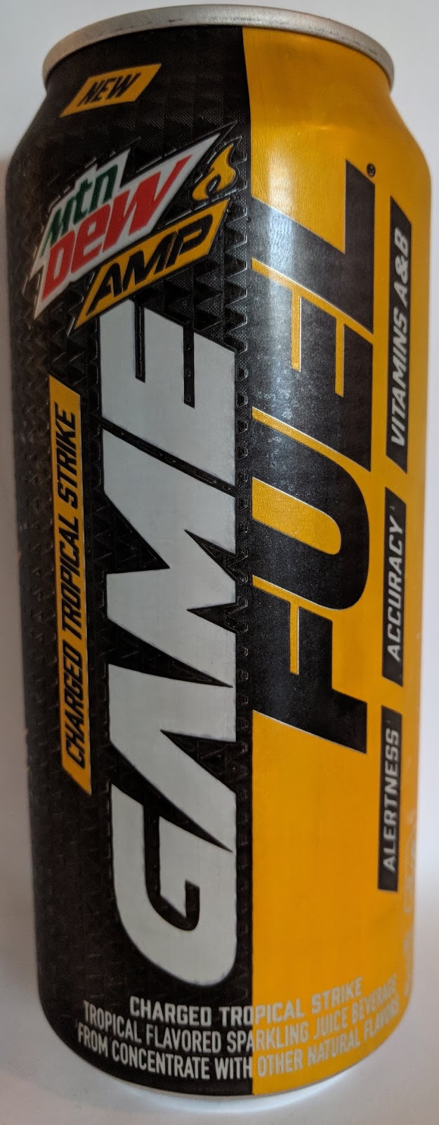 Caffeine King Mtn Dew AMP Game Fuel Charged Tropical Strike Review