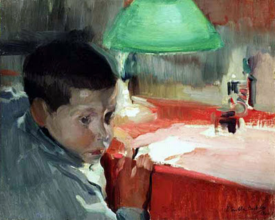 Joaquín a la luz de una lámpara, Joaquín Sorolla Bastida, Retratos de Joaquín Sorolla, Joaquín Sorolla y Bastida, Joaquín Sorolla, Pintor español, Retratista español, Pintores Valencianos