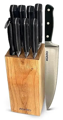 AGARO Stainless Steel Knife Set with Wooden Block | Best Kitchen Knife Sets for Home Use in India | Stainless Steel Knife Set India