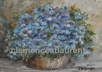 Blue bouquet, 5 x 7 oil painting by Clemence St. Laurent