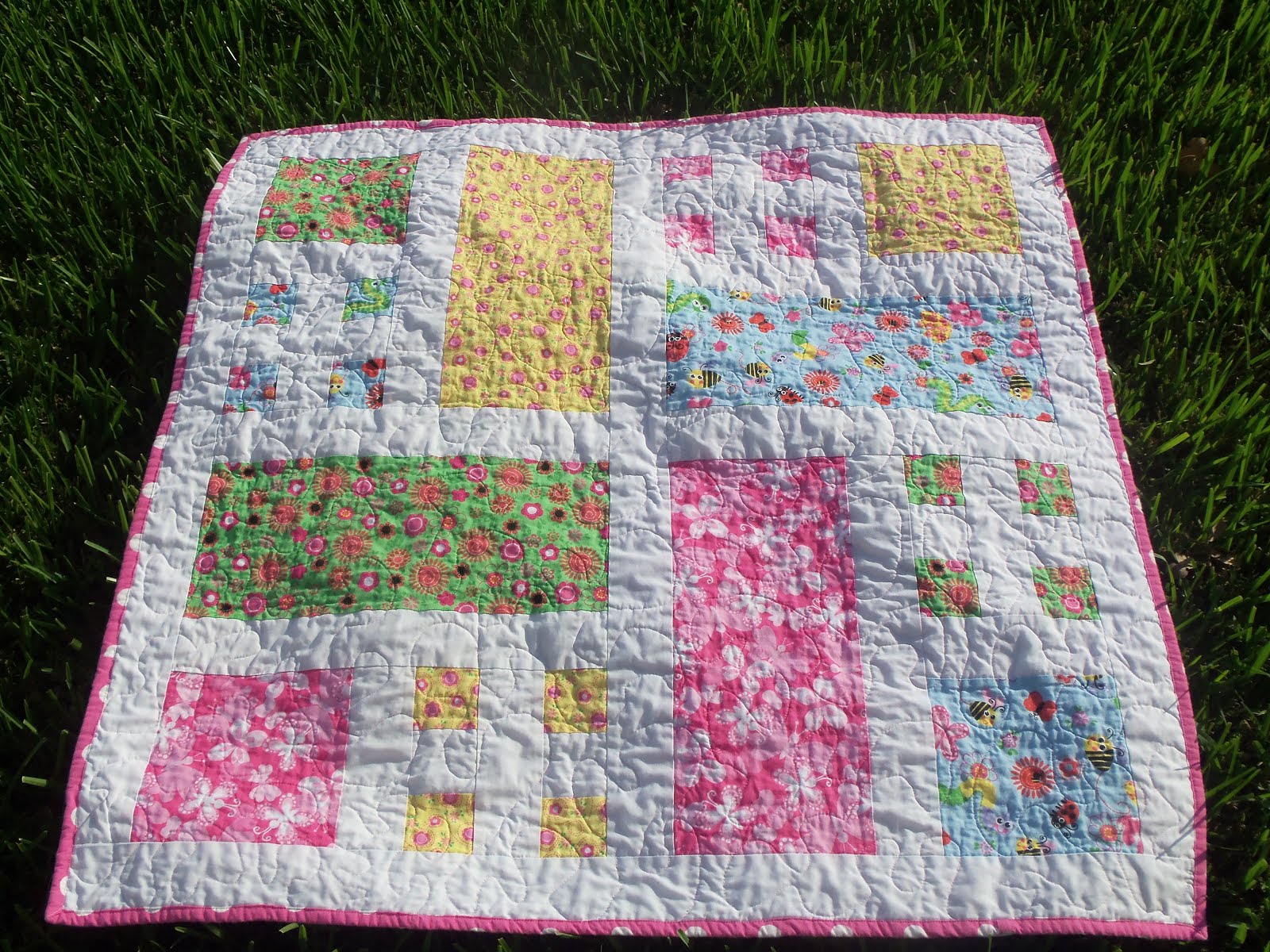 Made with Love and Ladybug Hugs Baby Girl Block Quilt