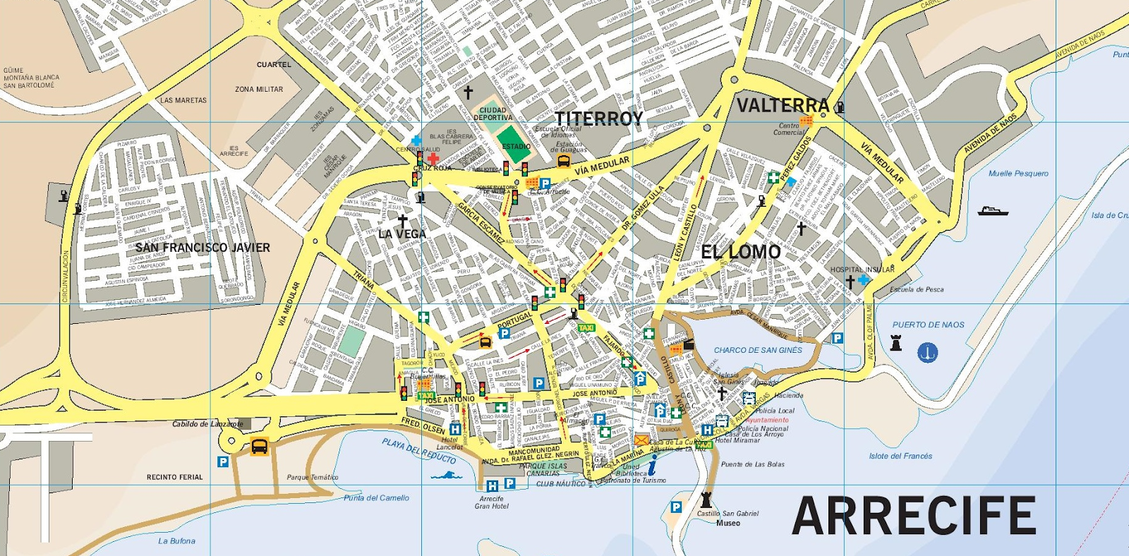 arrecife tourist map