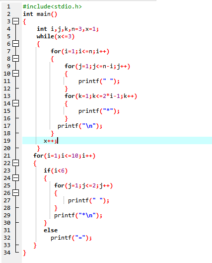 Different Pattern Printing in 'C' and Coding using 'C' Programming ...