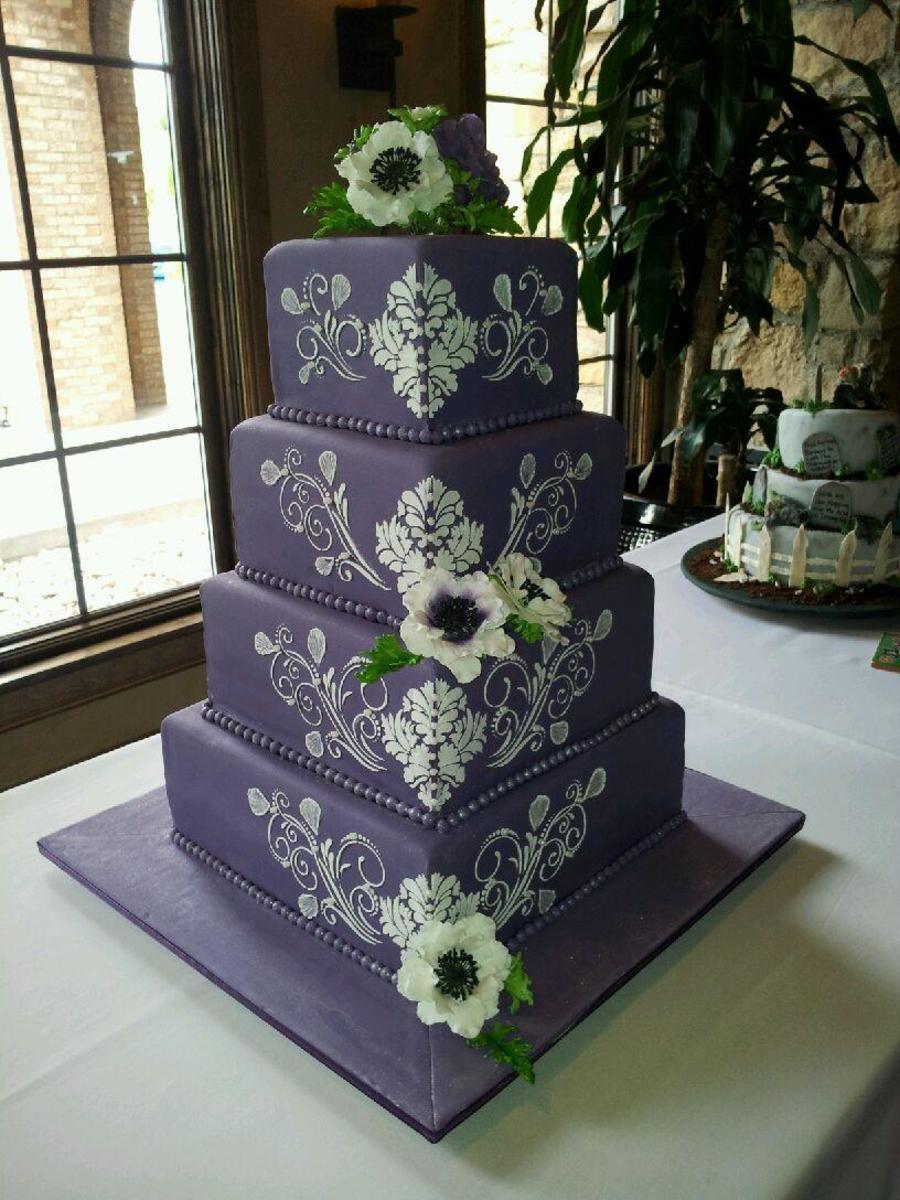 The Sensational Cakes: CORNER LAYOUT ROYAL PURPLE DAMASK AND HAND