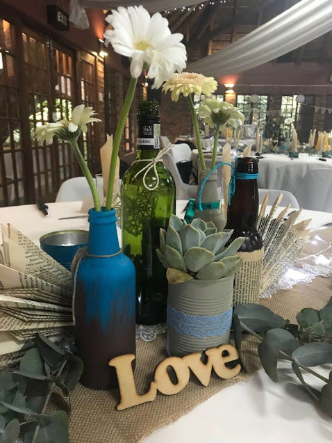 Rustic Wedding Rustic Wedding Table decorations with word "love"