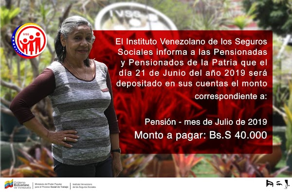IVSS informa que este viernes 21-J cancelará pensiones del mes de julio IVSS informa que este viernes 21-J cancelará pensiones del mes de julio
