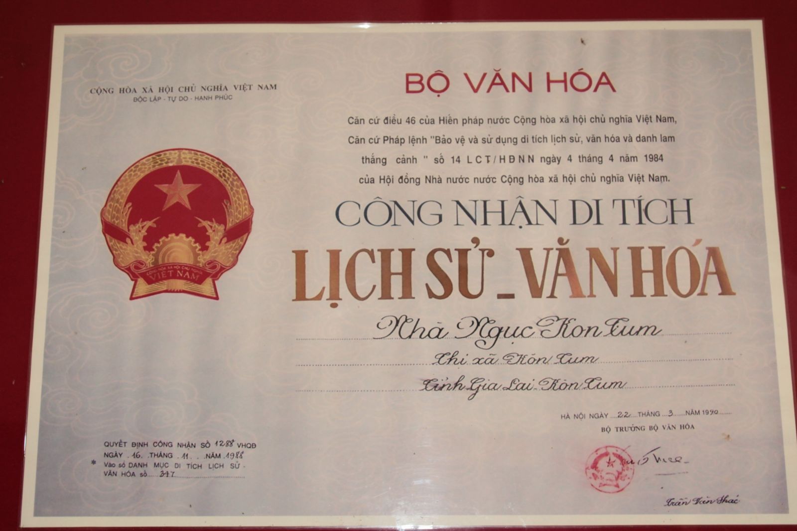 Ngục Kon Tum được công nhận là di tích lịch sử văn hóa cấp quốc gia