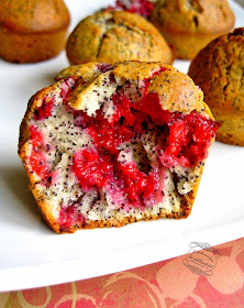 recette de muffins originaux : framboises et pavot
