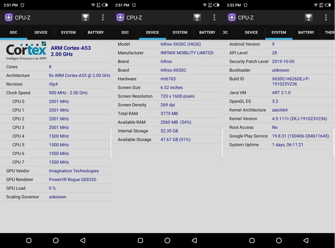 CPU-Z Infinix Hot 8