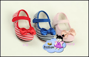 ELLY BOW STRIPE SHOE PINK BLUE RED RM42