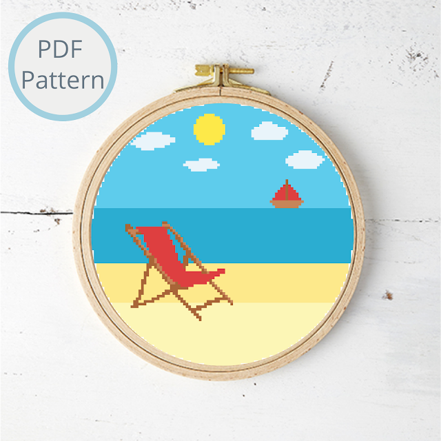Beach Landscape Cross Stitch Pattern