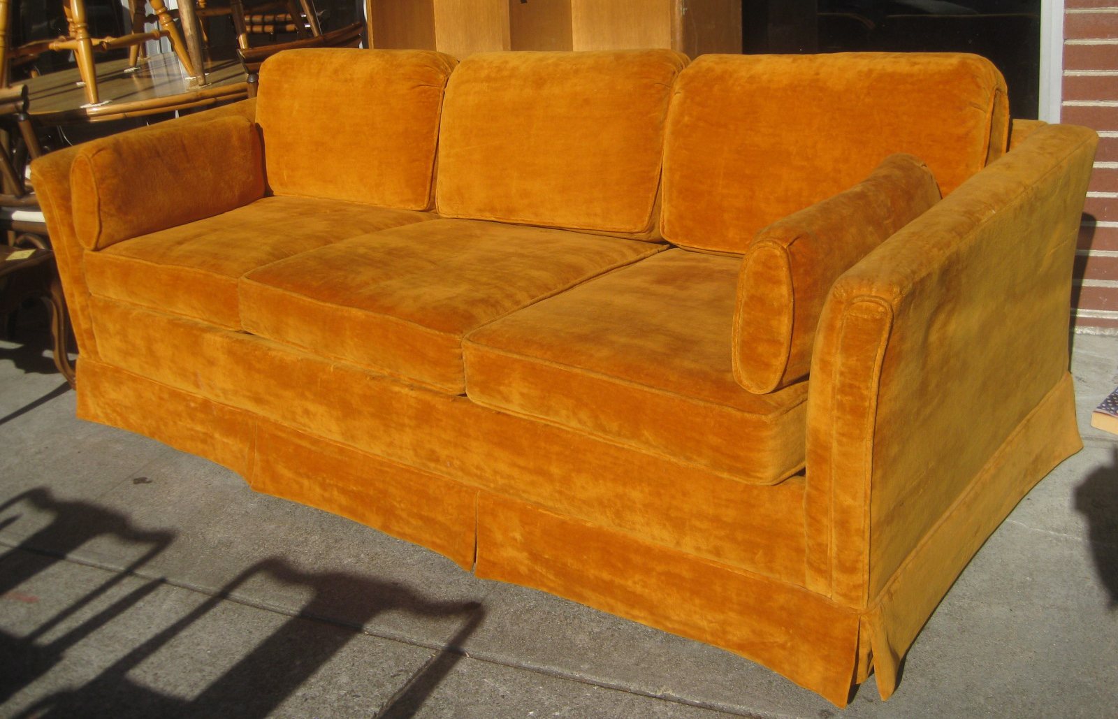 UHURU FURNITURE & COLLECTIBLES SOLD Gold Velvet Sofabed 120
