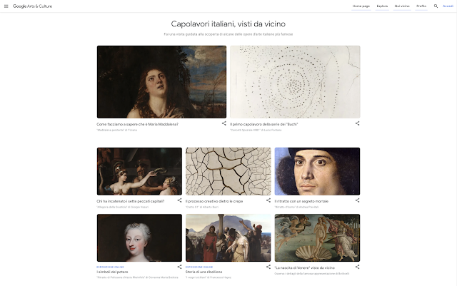 Landing page di Google Arts & Culture.