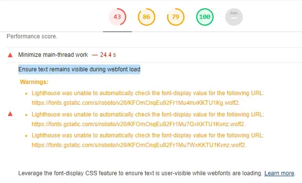 Cách khắc phục “Đảm bảo văn bản vẫn hiển thị trong khi tải phông chữ web” trong blogspot blogger webfont load