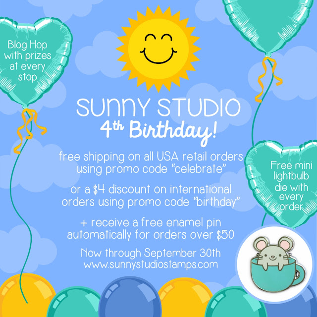 Sunny Studio Stamps: 4th Birthday 2019 Blog Hop with Prizes, Free Shipping and Free Gifts with Purchase Sunny Studio Stamps: 4th Birthday 2019 Blog Hop with Prizes, Free Shipping and Free Gifts with Purchase