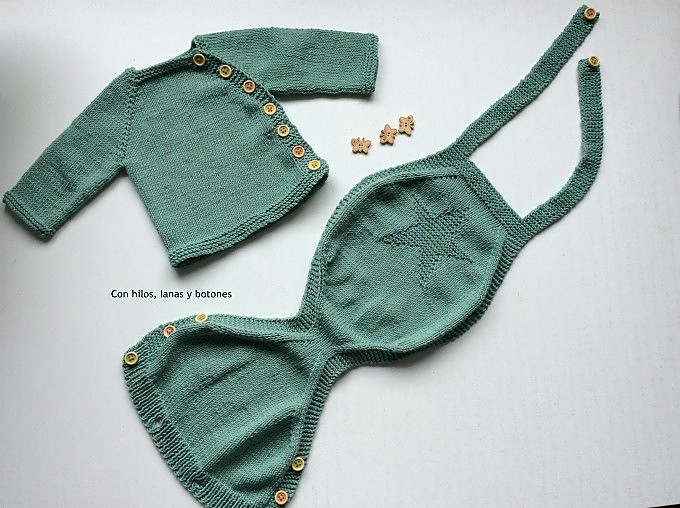 Con hilos, lanas y botones: Patrón pelele de punto para bebé