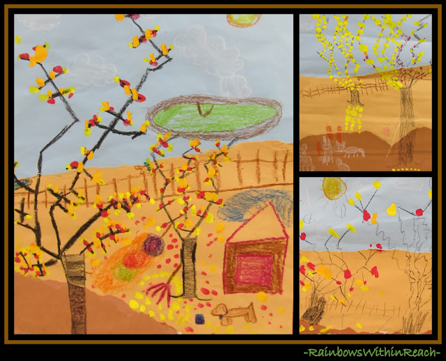 photo of: Fall Drawings of Trees Painted Leaves (Fall RoundUP from RainbowsWithinReach) 