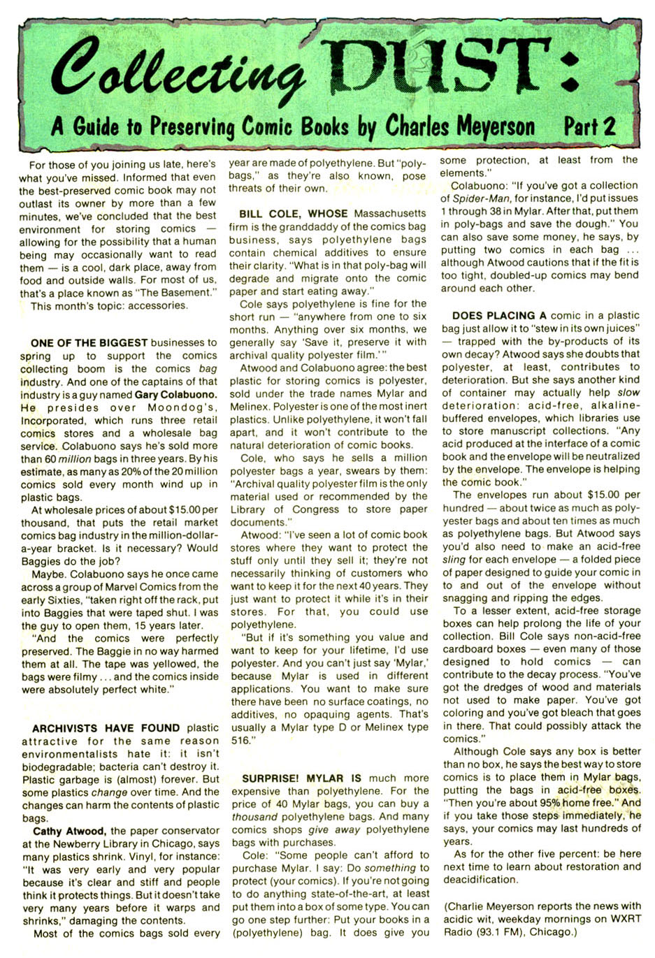 Collecting Dust A Guide to Preserving Comic Books [1985] Meyerson