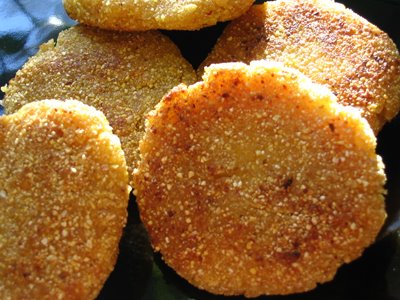 Corn Cakes with Blue Cheese and Honey