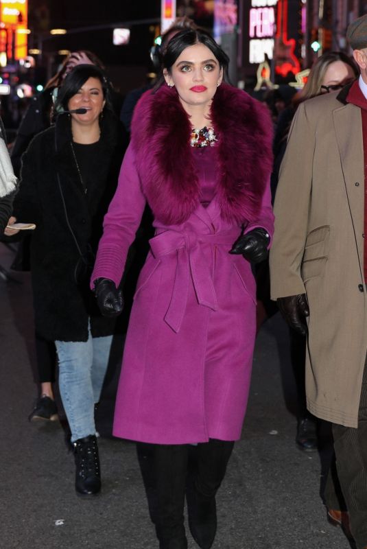 Lucy Hale Clicked Outside at Times Square in New York 31 Dec-2019