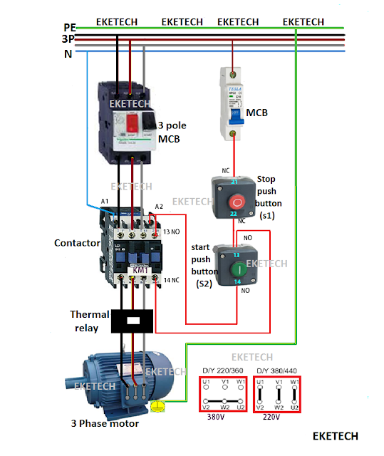 Direct On Line starter wiring diagram | How to connect a direct on line