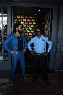 Ranveer Singh in Blue Blazer Spotted Life Bar ~  Exclusive 05