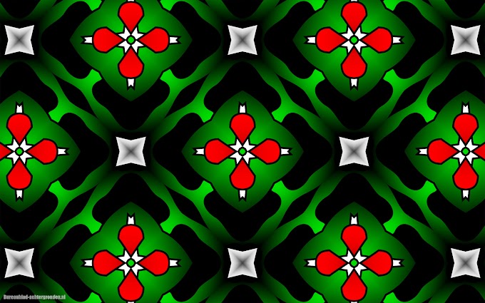Leuke groene abstracte achtergrond met rode figuren