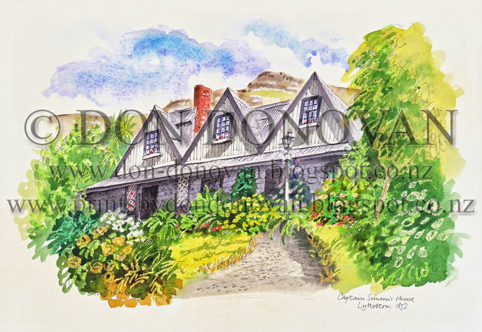 Don Donovan's World Prints For Sale Captain Simeon's House, Lyttelton