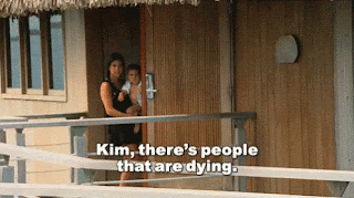 "Kim, there's people that are dying." gif with Kourtney Kardashian