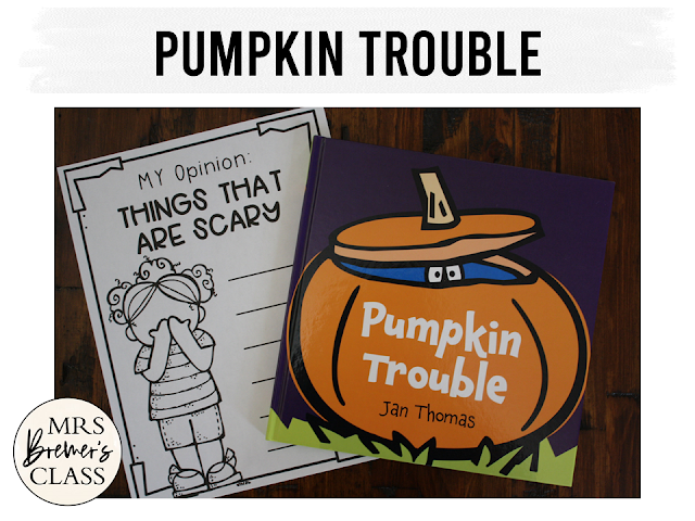 Pumpkin Trouble book study unit Common Core literacy companion activities and craftivity K-1