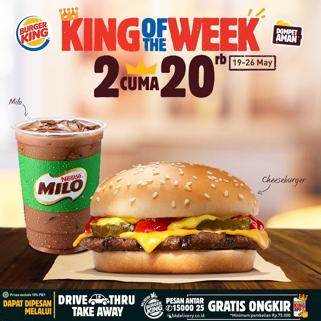 √ Burger King Promo King Of The Week Rp.5000/Item Periode 19 26 Mei 2020