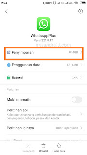 Menghapus data sampah aplikasi whatsap