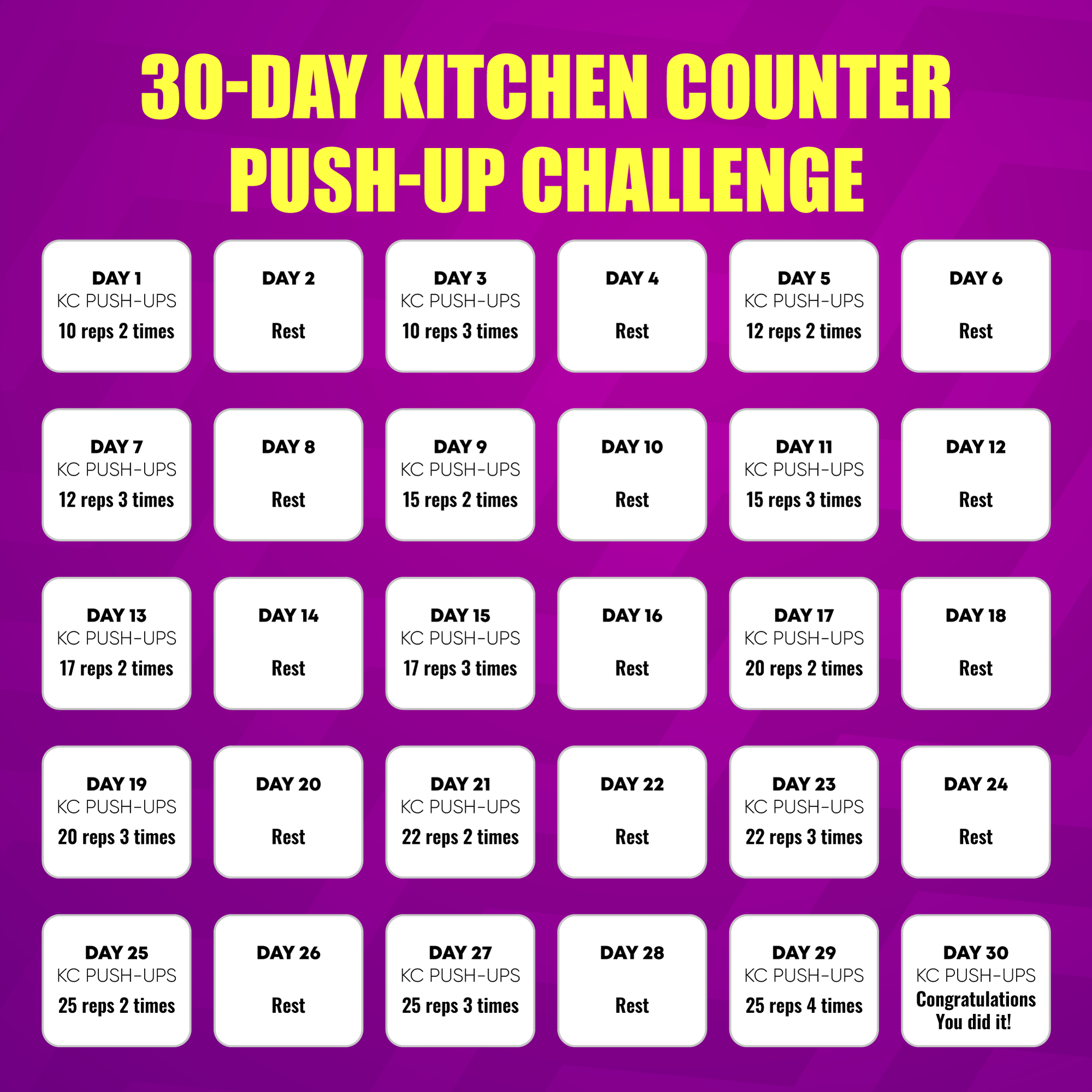 30Day Kitchen Counter PushUp Challenge