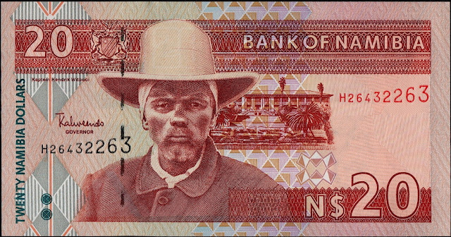 Namibia Currency 20 Namibian Dollars banknote 2001 Kaptein Hendrik Witbooi