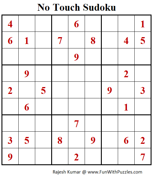 No Touch Sudoku Puzzle (Fun With Sudoku #302)