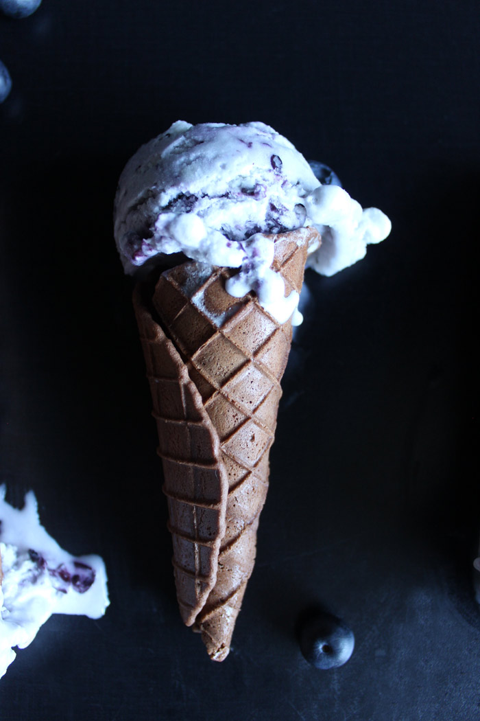 Blueberry Swirl Coconut Ice Cream + Chocolate Waffle Cones Poppytalk