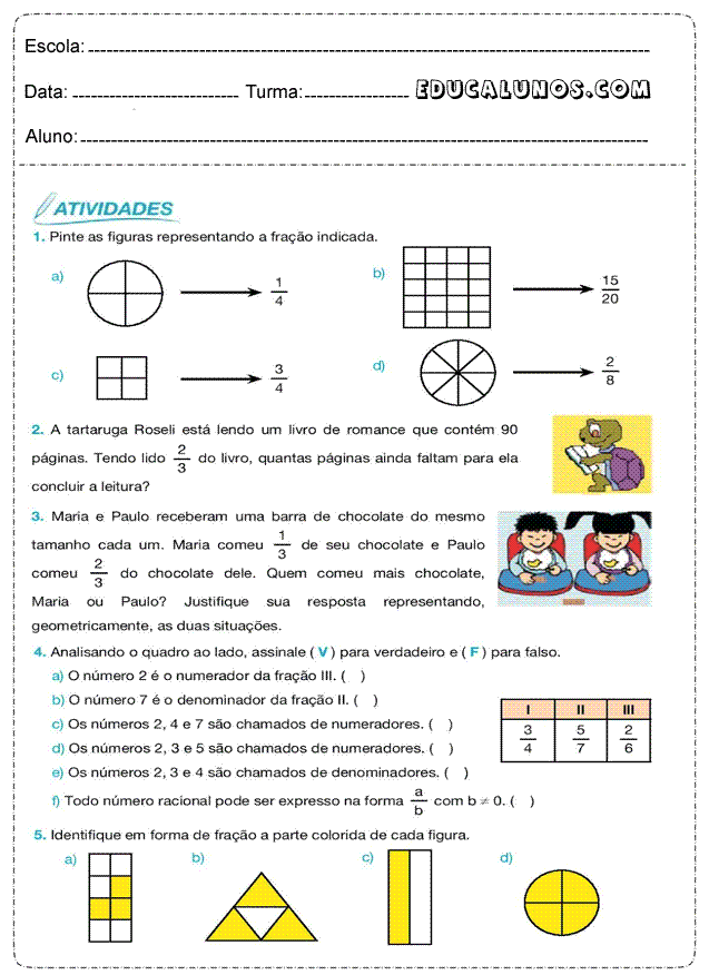 Atividades De Matemática Para 6º Ano - Clickandgo