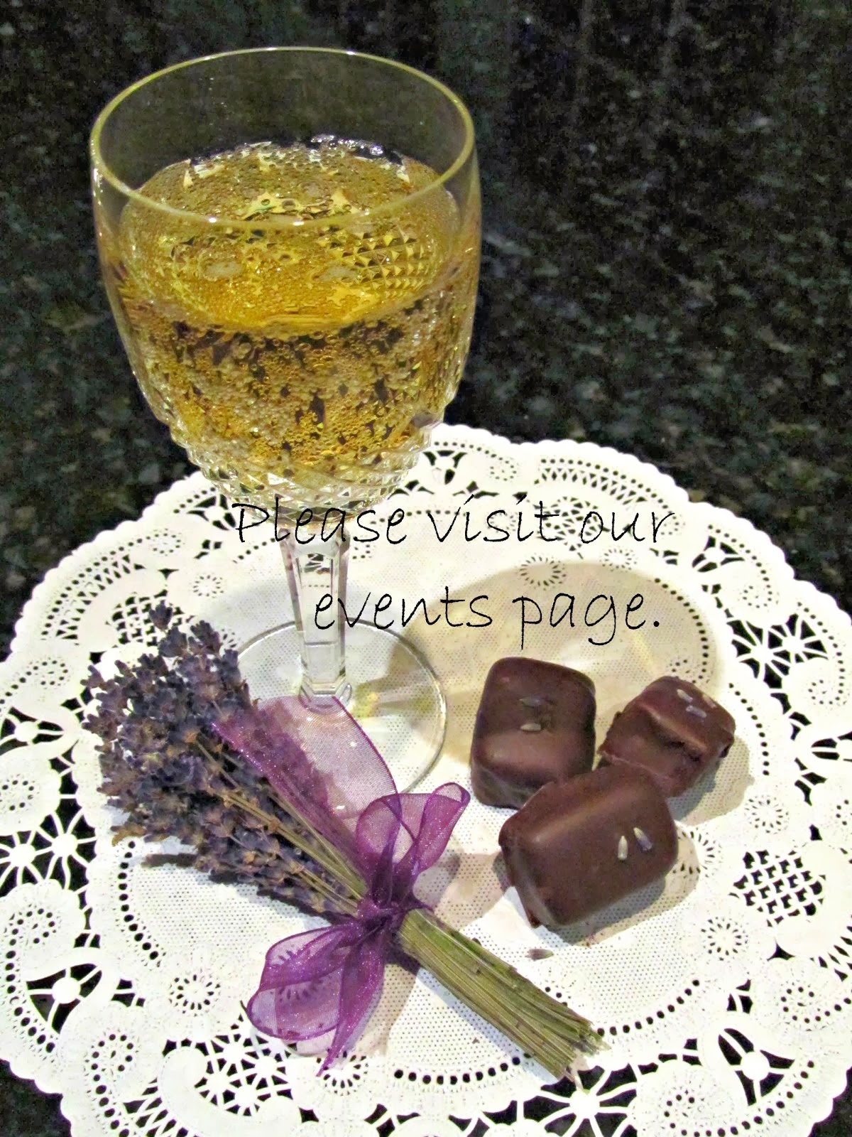 Lavender Sparkling Wine with lavender chocolates.