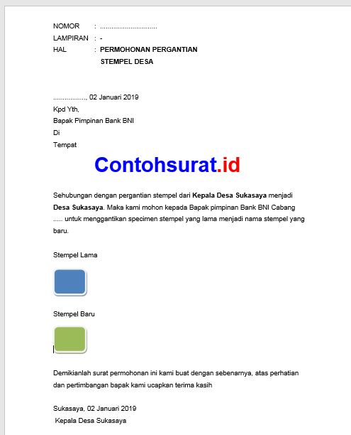 Contoh Surat Permohonan Perubahan Tanda Tangan Cek Gampong Desa